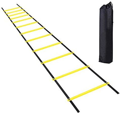 JJvKa Escalera de coordinación de 9 m, escalera de entrenamiento de velocidad, agilidad y velocidad con bolsa, ancho de 42 cm, entrenamiento de fuerza, resistencia, técnica en casa o en el club