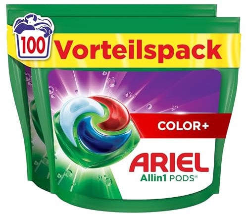 Ariel Waschmittel Pods All-in-1, Flüssigwaschmittel Waschmittel Kapseln 100 Waschladungen, Color, Kraftvolle Fleckentfernung ab der 1. Wäsche