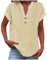 Womens t Shirts, My Orders, Ladies Tops 2025 Women's Summer Cotton Linen Cap Sleeve T-Shirt Button V Neck Tunic Top Fashion Baggy Solid Plain Casual Shirts Trendy Blouse Beige