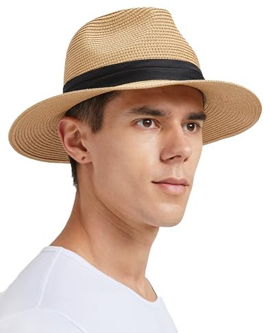 Zylioo Straw Hats for Small Heads Summer Fedora Beach Sun Hat Petite Wide Brim UV Holiday Hat