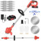 4 in 1 Cordless Grass Trimmer, 21V Electric Weed Trimmer Powerful Lightweight with Adjustable Handle and 84-120cm Telescopic Pole Lawn Edge Trimmer 21pcs Weed Wacker for Garden/Lawn Cutting (2x1.5Ah)