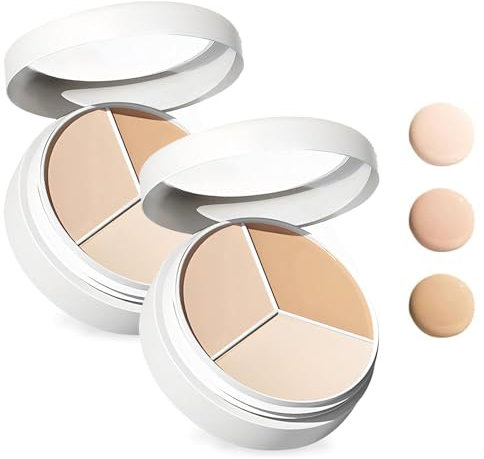 Tricolor Concealer, 2025 Tri Color Face Concealer Highlight Contour Palette Tri Color Concealer Pot, für reife, helle, mittlere Haut. (2pcs)