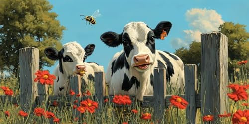 vaca lechera Diamond Painting Adultos, Cuadros de Diamantes flor Manualidades Niños, Kit de Cuadros de Pintura de Diamantes para Niños y Adultos, para la Decoración de la Pared del Hogar 50x100CM-6295