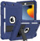 TOPWANT Case for iPad 9th 8th 7th Generation (10.2 inch, 2021/2020/2019), Shockproof Protective iPad 10.2 Case with Built-in Stand/Pencil Holder, Navy Blue+Black
