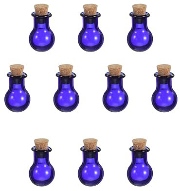 sourcing map 10 Pcs Mini Glass Bottles Pendants, 0.01oz/0.5ml Ball Shaped Small Glass Jars with Cork Stoppers Wishing Bottles for DIY Crafts Party Wedding Decor Favors, Blue