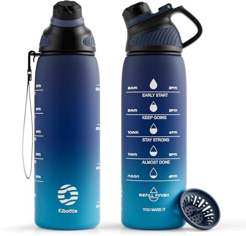 Fjbottle Sport-Wasserflasche mit magnetischem Deckel und Zeitmarkierung, 710 ml und 1000 ml, ungiftig, BPA-frei und umweltfreundlich, Tritan-Copolyester-Kunststoff, BPA-freie Flasche für Fitnessstudio