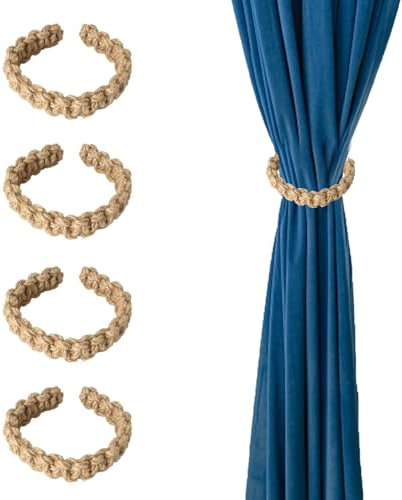4 Stück Raffhalter,Gardinenhalter,Vorhang Halter,Vorhanghalter,Gardinenraffer,Gardinen Halter,Hergestellt Aus Leinenmaterial,Geeignet Für Wohnzimmervorhänge,Schlafzimmervorhänge