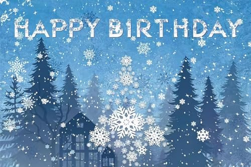 Winter-Schneefall-Hintergrund aus Vinyl, Kindergeburtstags-Hintergrund, Party-Dekorationsbanner, Fotorequisiten, 5 Fuß × 3 Fuß (1,5 m × 1 m)