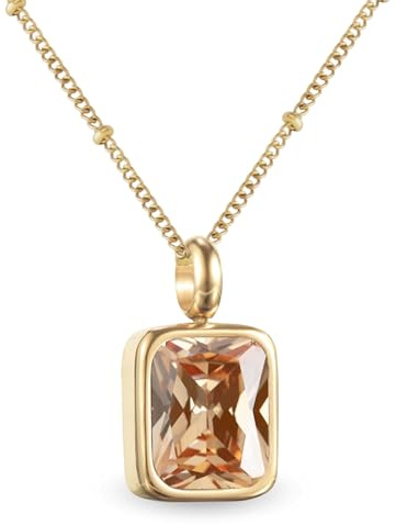 PERSONOVA Geburtsstein Kette Damen abnehmbar 12 Monatssteine mit Bedeutung 18K vergoldete Halskette in Gold Roségold Weißgold Geschenkidee für Frauen Mädchen zu Geburtstag Valentinstag