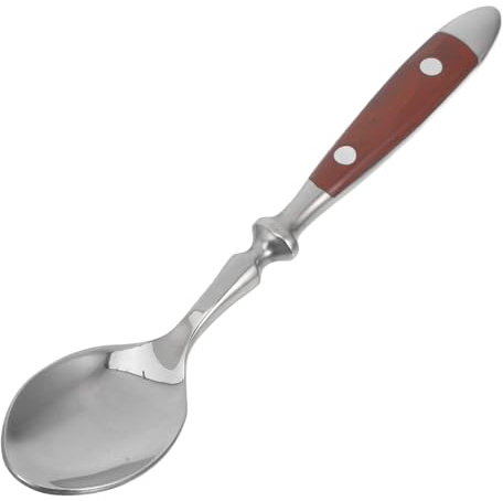 Stainless Steel Tea Spoons 6 with Wood Handle Elegant Dessert Spoon | 430 Stainless Steel, Comfortable Grip and Easy Cleaning, Versatile for Everyday Use and Formal Dining