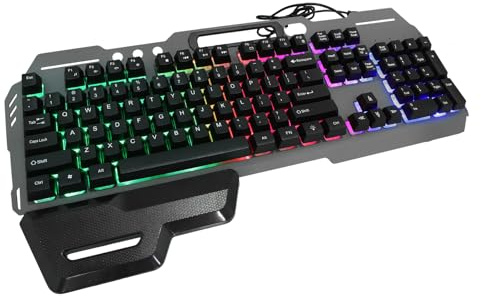 Alipis Clavier Gamer Filaire à 104 Touches Pleine Taille avec Rétroéclairage LED, Design Ergonomique, Anti-éclaboussures, Compatible PC pour Bureau et Gaming