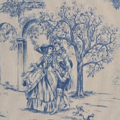 Tissu de coton imprimé | Toile de Jouy - Aimee (Bleu) | Largeur: 140cm (1 mètre)