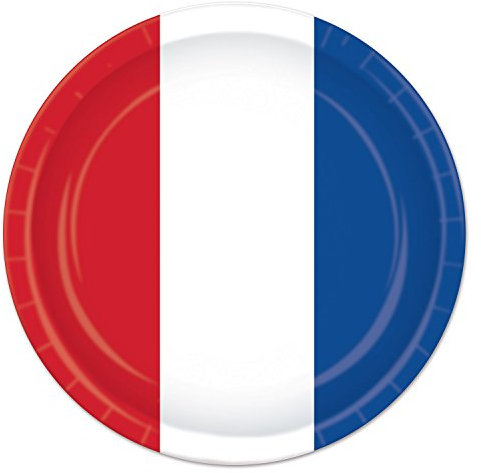 Beistle Lot de 8 assiettes en carton thème patriotique - USA 4 juillet - 22,9 cm - Rouge/Blanc/Bleu