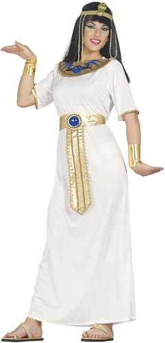FIESTAS GUIRCA Weiß Goldenes Cleopatra Kostüm Damen - Ägyptische Königin Kostüm Erwachsene - Pharao Göttin Kostüm Damen Karneval - Größe S 36 – 38 - Ägypterin Fasching Kostüm Frauen, Kleopatra Kleid