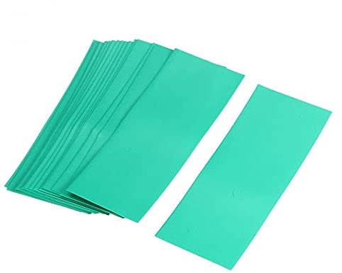 sourcingmap 18650 Battery Wrap PVC Heat Shrink Tubing 29.5mm Flat Width Pre Cut 72mm Green Pack of 20