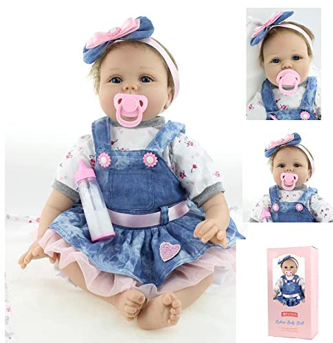 ZIYIUI Lebensechte Reborn Babypuppen 22 Zoll 55 cm Weiche Vinyl Silikon Handgemachte Reborn Puppen wie Echte Babys Mädchen Junge Spielzeug Geschenk