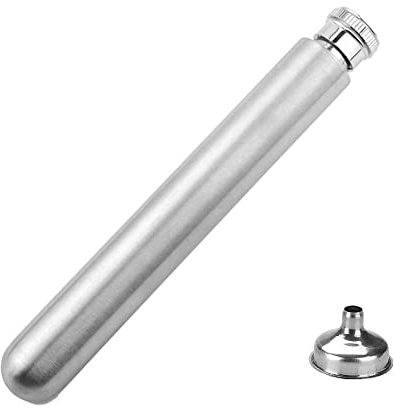 Voarge Bouteille de vin Portable en Acier Inoxydable en Forme de Cigare pour Alcool, Acier Inoxydable, Argent, 50 ML