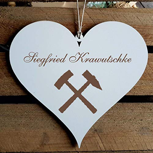 Schild Herz « Bergbau » mit persönlicher Wunschgravur und Motiv Schlägel & Eisen - Deko Dekoration Türschild Name - Beruf Bergmann