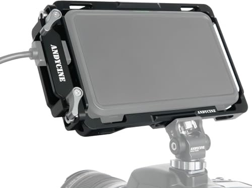 ANDYCINE Jaula de Monitor Ninja V Plus con Parasol para Atomos Ninja, Ninja Ultra, Ninja V/Ninja V+, Atomos Shinobi, rieles NATO Integrados y Abrazadera de Cable HDMI
