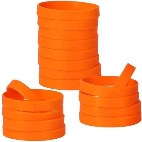 LVNRIDS 50 pcs Pulseras elásticas de Silicona, Pulseras de Goma para fiestas deportivas escolares naranja