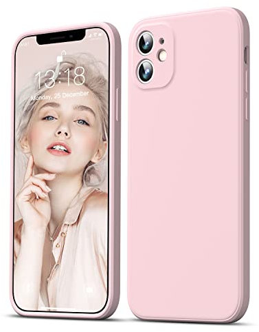 GOODVISH Hülle Kompatibel mit iPhone 11, Ultra Dünn Liquid Silicone Hülle, Kameraschutz und Bildschirmschutz, 360° Voll abgedeckte stoßfeste Handyhülle für iPhone 11 6,1 Zoll, Sand Rosa