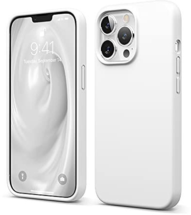 elago Liquid Silicone Case Compatible with iPhone 13 Pro Case (6.1), Premium Silicone, Full Body Protection - 3 Layer Shockproof Phone Cover, Anti-Scratch Soft Microfiber Lining (White)