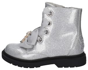 Lelli Kelly Art. LK4522 Mädchen Springform schwarz mit Schleife und Teddybär, Silber Glitzer, 35 EU