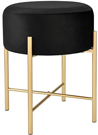 [en.casa] Sitzhocker Kungälv Polsterhocker bis 100 kg Hocker Metallgestell Baumwolle Schwarz/Messingfarben