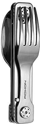 ROXON C1S 3 in 1 Camping Utensils Detachable Cutlery Knife Spoon Frok for Outdoor Camping Hiking, Edelstahl
