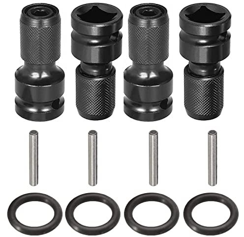 YUENTOEN 4Pcs 1/2 inch Square Drive to 1/4 inch Hex Converter , Quick Release , Quick Change Chuck , Square to Hex Bit Adapter