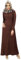Bimba Damen Muslimisches Abaya Plissee Jilbab islamisches langes Kleid mit bedrucktem Hijab, Braun, 10