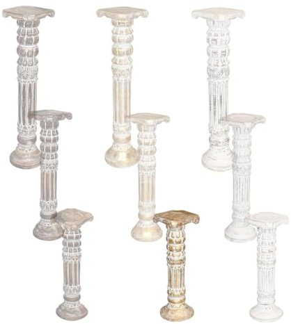 Oriental Galerie Säule Blumensäule Dekosäule Ständer Sockel Podest Blumenständer Holz Modell Batya in verschiedenen Größen und Farben, Säulen Variante Antik:Goldwash 60 cm