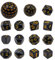 DollaTek 15-teiliges komplettes polyedrisches Würfelset D3-D100 Spielwürfelset für Rollenspiele Tischspiele Schwarz und Gelb