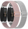 Vancle 2 Stück Elastische Armband für Fitbit Inspire/Inspire HR/Inspire 2 Armband, Verstellbares Nylon Dehnbar Ersatzarmband für Damen Herren (Grau+Rosa)