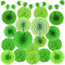 Recosis Grün Party Dekoration, Papier Pompoms Aufhängen Fächer Girlande für St. Patricks Day Dschungel Hawaii Dino Fussball Party Dekoration Dinosaurier Weihnachten Geburtstag Deko
