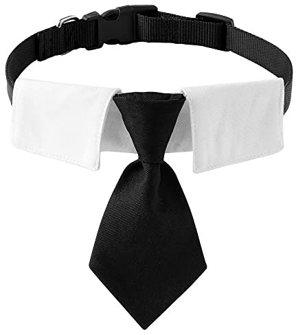 Hundehalsband, weiches Polyester, Fliege mit Metallschnalle für große, mittelgroße und kleine Jungen, Katzen- und Hunde-Krawatte (klein, schwarz/weiß)