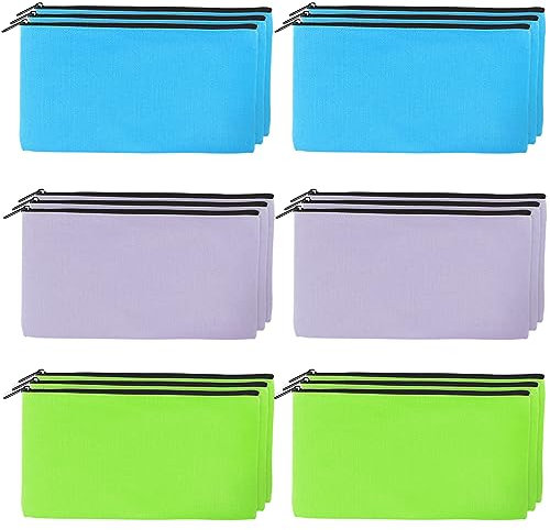 Stoffbeutel zum Bemalen 18STK DIY Blanko Stoff Federmäppchen 20.8 x 12 cm Federmäppchen zum Bemalen Stofftasche zum Bemalen Stofftasche zum Bemalen für Arbeit Schule Reisen(Lila + Hellblau + Grün)