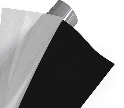 POLI-TAPE TUBITHERM® FLOCK Transferfolie mit samtartiger Oberfläche für Textilien – Flockfolie zum Aufbügeln, Plotterfolie für DIY Shirts, Schwarz, 30,5 cm x 61 cm