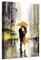 LZIMU Abstraktes Paar bild auf Leinwand schwarz gelbes Paar mit Regenschirm in der Straße Leinwandbild romantisches Kunstwerk Wanddekoration Gerahmt (2, 28.00x35.00cms)