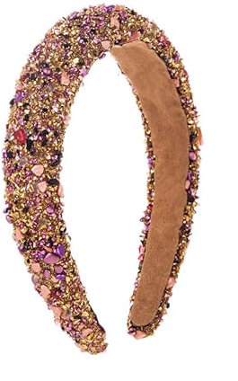 3 Colors Rhinestone Headbands Sparkling Crystal Headwear Glitter Headband Boho Jewelry Headband Wide Hairband Hair Hoop Fashion Headband Sparkly Faux Crystal Diamond Headpiece for Women Girls (gold)