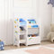 [en.casa] Estantería para Niños Organizador de Libros y Juguetes Motivo de Koala con 3 Cajas Aglomerado/Poliéster 60 x 65 x 30 cm - Blanco y Azul/Gris