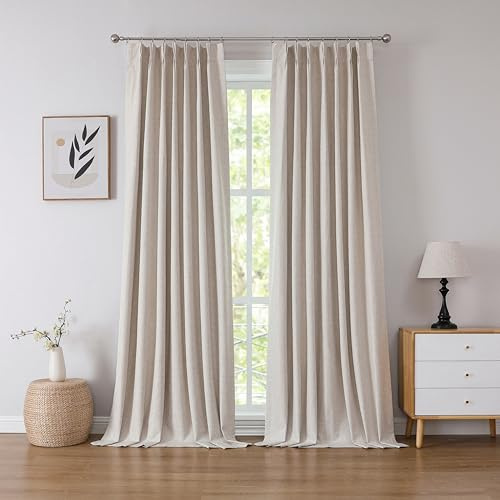 Kayne Studio Natürliche Plissee-Vorhänge, extra lang, verdunkelnd und wärmeisoliert, geräuschreduzierend, Plissee-Vorhänge für Schlafzimmer, Rücklasche und 9 Haken, 101,6 x 274,3 cm, 1 Panel, dunkles