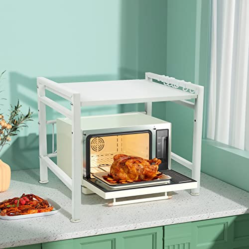 MAYMAR Support à Micro-Ondes,Etagere Rangement Cuisine,Etagère de Four,Porte-épices,Tablette de Comptoir de Cuisine Multifonction de Stockage (B-40-64 * 45 * 36.5cm/blanc)