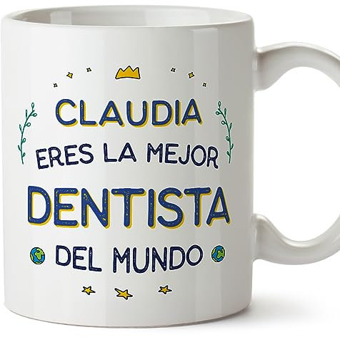MUGFFINS Tazas Personalizadas para DENTISTA mujer - En Español - Mejor del Mundo - 11 oz / 330 ml - Regalo Personalizable original y divertido