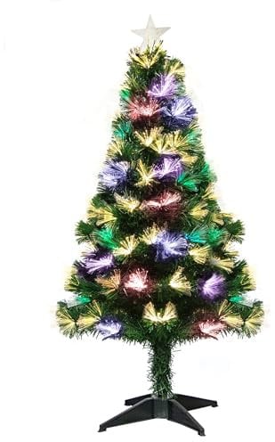 Christmas Tree World | 8ft Artificial Vesuvius Fir Fibre Optic Tree | Bushy and Luxury Quality PVC Tips, Warm White Lighting | Easy to Assemble and Take Down | 100cm Diameter