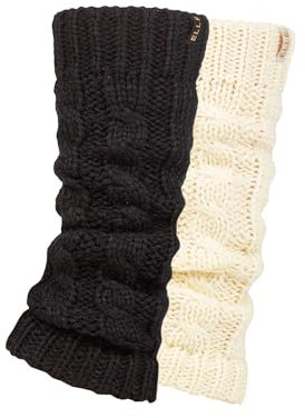 Elle Ladies Chunky Leg Warmers - Winter Warm Cable Knit Patterned for Ballet, Dance or Casual Wear In One Size 2 Pairs Black Cream