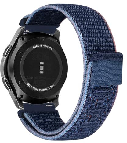 MroTech Armband Kompatibel mit Samsung Galaxy Watch 3 45mm/Galaxy Watch 46mm SM-R800 /Huawei Watch GT2/GT3/GT4 46mm, 22mm Nylon Sport Loop für Gear S3 Frontier Klett Nylonband Herren Damen,Marineblau