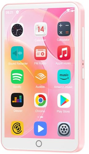 80GB MP3-Player mit Bluetooth und WLAN, MP3 & MP4 Musikplayer, Oilsky 4 Zoll 1080P Touchscreen-Videoplayer, tragbarer Android Spotify Player mit Play Store App (Rosa)