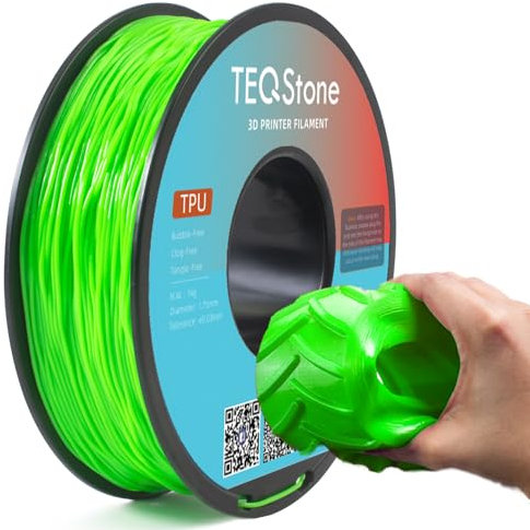 TEQStone TPU Filament 1.75mm Neu Grün 1Kg Spule 95A Flexibel Weiches 3D Drucker Filament Maßgenauigkeit +/-0.03mm Vakuumverpackung
