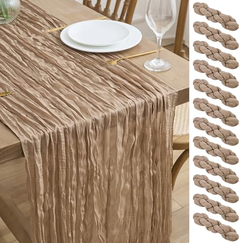 Asee'm 12 Stück Seihtuch-Tischläufer 305 cm lang Nude Boho Gaze Käsetuch-Läufer 3 m rustikal durchscheinend Tischläufer für Weihnachten Hochzeit Party Babyparty Frühling Ostern Dekoration